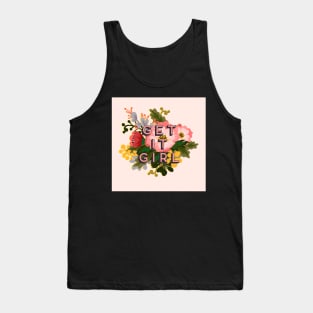 Get It Girl Floral Girl Boss Motivational Quote Tank Top